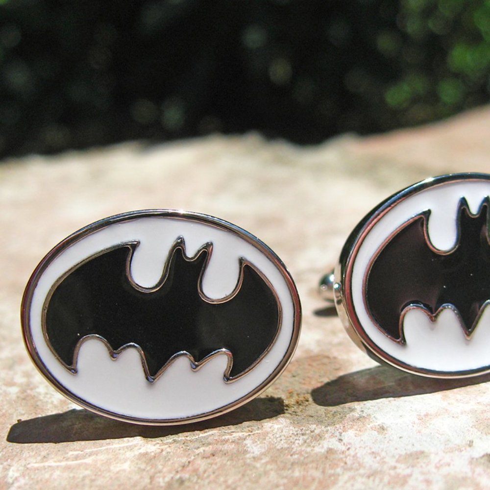 Batman Silver Plated White and Black Cufflinks